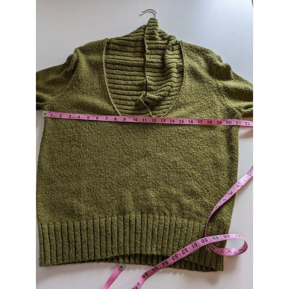 J Crew Factory Sweater Shawl Mohair Wool Fuzzy Fall Winter Preppy Green Size XL - Picture 9 of 10